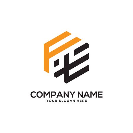 FT initial letter Logo Inspiration, F and T combination logo vector with hexagonal ideaのイラスト素材