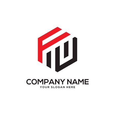FU initial letter Logo Inspiration, F and U combination logo vector with hexagonal ideaのイラスト素材