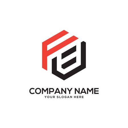 FU initial letter Logo Inspiration, F and U combination logo vector with hexagonal ideaのイラスト素材
