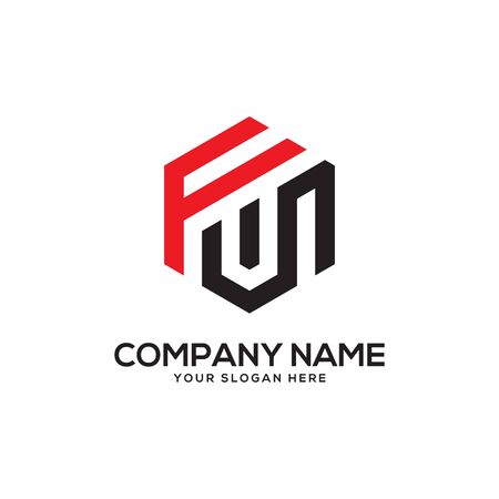 FV initial letter Logo Inspiration, F and V combination logo vector with hexagonal ideaのイラスト素材