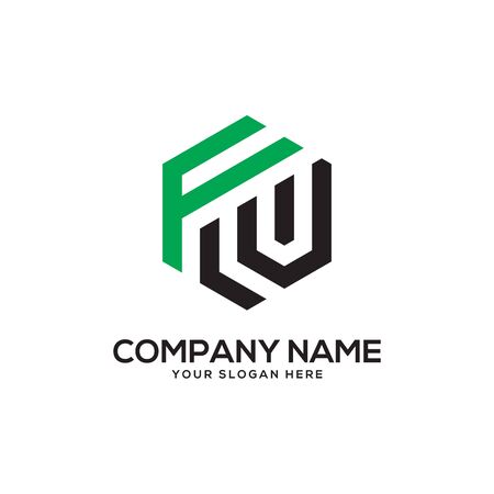 FV initial letter Logo Inspiration, F and V combination logo vector with hexagonal ideaのイラスト素材