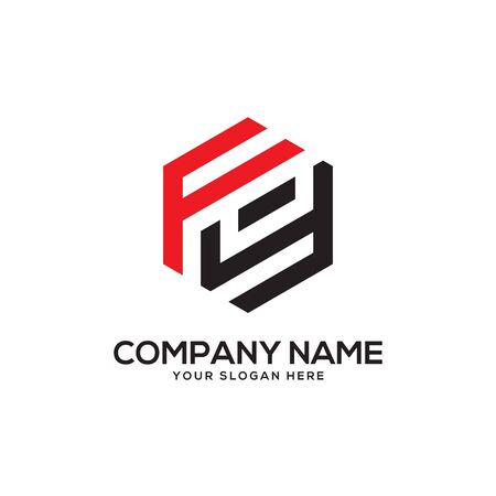 FY initial letter Logo Inspiration, F and Y combination logo vector with hexagonal ideaのイラスト素材