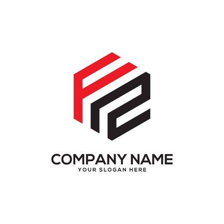 FZ initial letter Logo Inspiration, F and Z combination logo vector with hexagonal ideaのイラスト素材