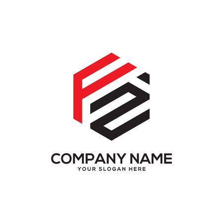 FZ initial letter Logo Inspiration, F and Z combination logo vector with hexagonal ideaのイラスト素材