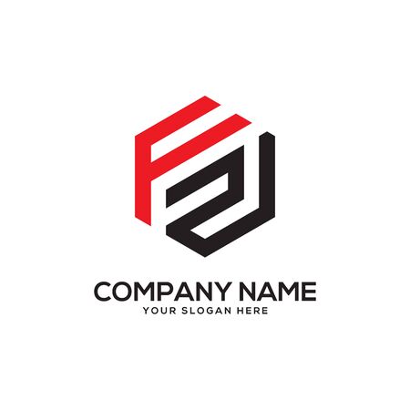 FZ initial letter Logo Inspiration, F and Z combination logo vector with hexagonal ideaのイラスト素材