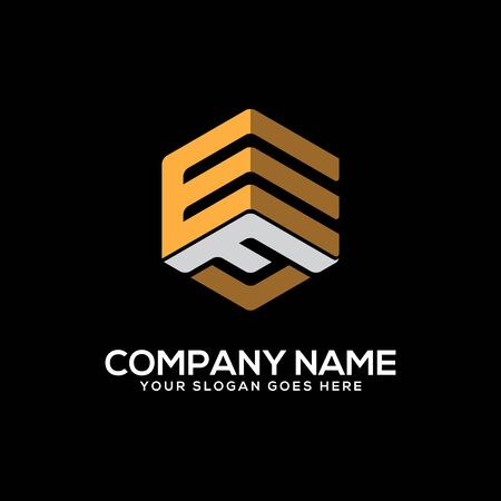 GF initial letter Logo Inspiration, G and F combination logo vector with hexagonal ideaのイラスト素材