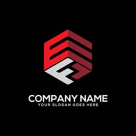 GF initial letter Logo Inspiration, G and F combination logo vector with hexagonal ideaのイラスト素材