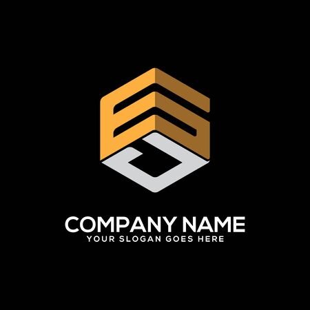 GJ initial letter Logo Inspiration, G and J combination logo vector with hexagonal ideaのイラスト素材