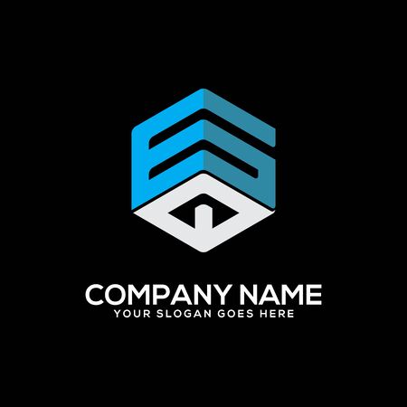 GQ initial letter Logo Inspiration, G and Q combination logo vector with hexagonal ideaのイラスト素材