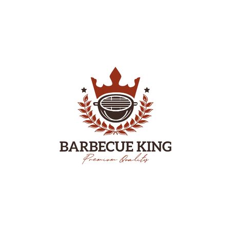 Barbecue King Logo Designs, King logo template, rustic vector, grill logo templateのイラスト素材