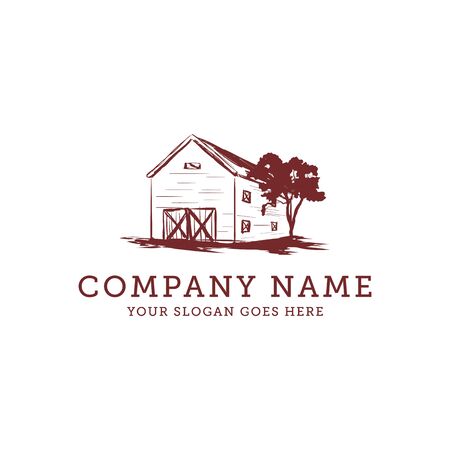 barn vintage farm logo idea, warehouse farm logo design vectorのイラスト素材