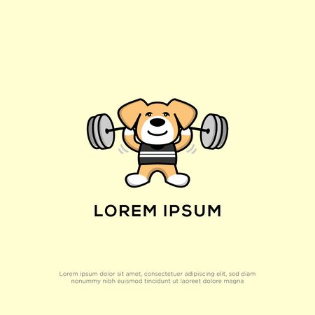 Puppy Dog doing fitness logo design, puppies love sports logo design vector stockのイラスト素材