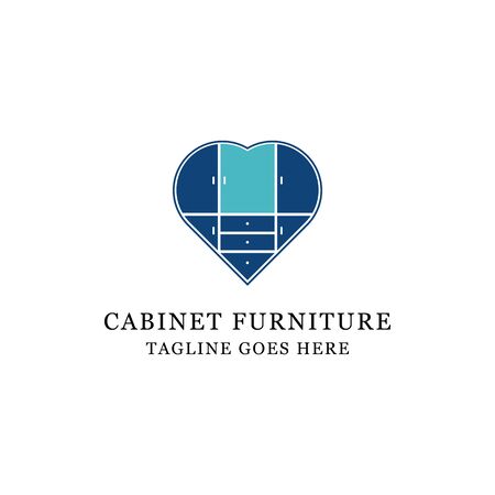 love cabinet furniture logo design, perfect for lovely business and store logo vector illustrationのイラスト素材