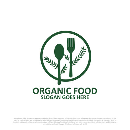 nature organic food logo design vector - green and vegan food template triangle isolatedのイラスト素材