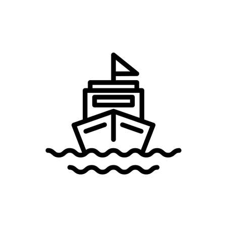 Mini boat icon vector illustration, summer season transport logo icon with outline styleのイラスト素材