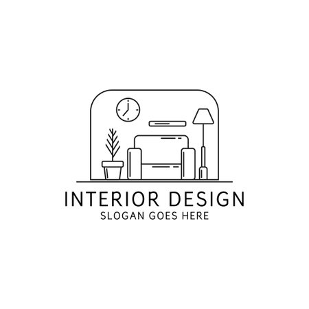 minimalist interior furniture logo design vector, can be used as signs, brand identity, company logo, icons, or others.のイラスト素材