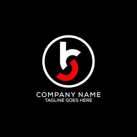 BS logo design vector with circle frame vector illustration, monogram modern letter name B and S logo conceptのイラスト素材