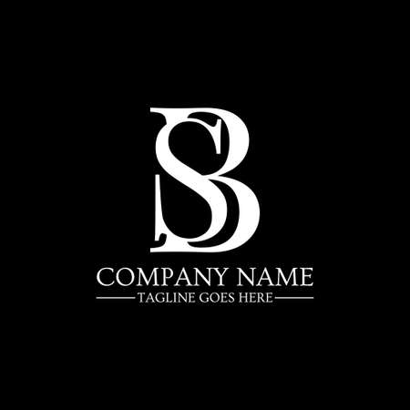 BS logo design vector with circle frame vector illustration, monogram modern letter name B and S logo conceptのイラスト素材