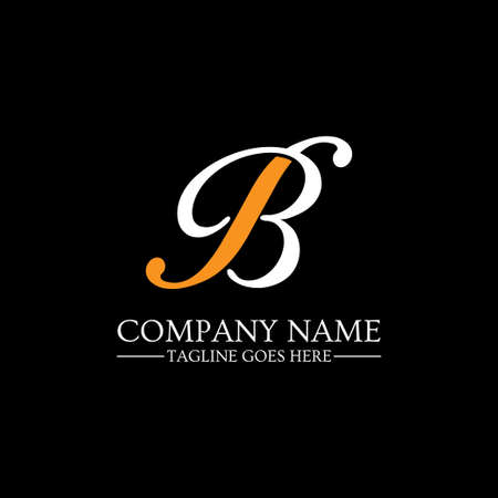 BS logo design vector with circle frame vector illustration, monogram modern letter name B and S logo conceptのイラスト素材