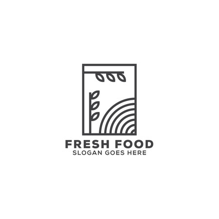 creative healthy fresh food logo design badge, nature organic food logo creative design vectorsのイラスト素材