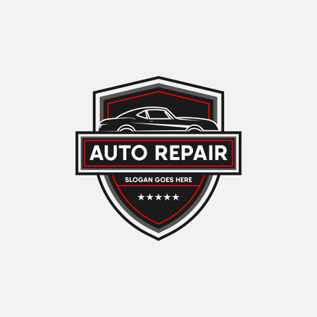 Classic car repair and service logo premium Vector, Good for car shop,garage, spare parts company logo emblemのイラスト素材