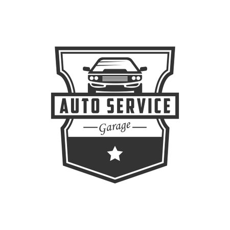 car service logo shield design vector, best for car shop,garage, spare parts logo badge premium vectorのイラスト素材