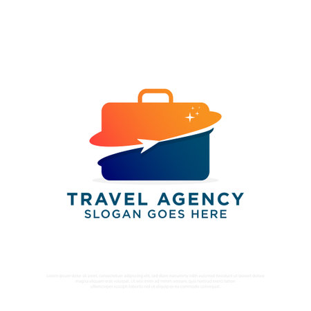 Global Travel Agency logo design image, vector illustration with suitcase travel bag and plane icon templateのイラスト素材