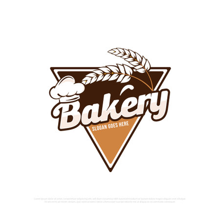 Bakery logo design vector with triangle shape, best for bread shop, food store logo emblem templateのイラスト素材
