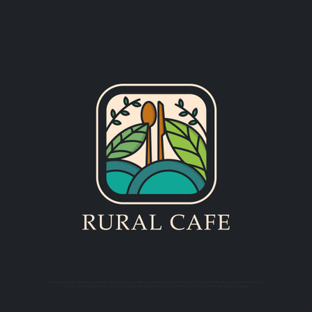 Rural cafe logo design vector, flat design logo concepts,traditional beverages restaurant vector illustration templateのイラスト素材