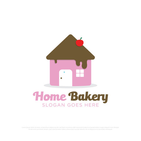 Home Bakery cafe logo design vector,sweet cake vector illustration best for your identity brand's symbol,sign,logo or the othersのイラスト素材