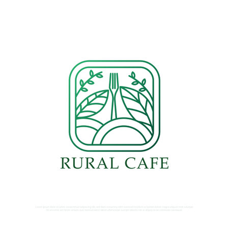 Traditional Restaurant logo design with line art style , a restaurant with a rural concept that provides traditional organic food and drinks line art vector illustrationHealthy Food Restaurant logo design , a restaurant with a rural concept that provides traditional organic beverages vector illustration templateのイラスト素材
