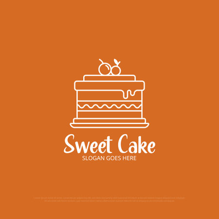 sweet cake logo design vector, outline bread tart icon logo inspiration. can be used as symbols, brand identity, icons, or othersのイラスト素材