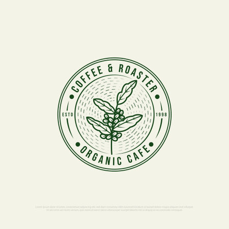 Coffee shop logo template. Vintage style vector illustration. Hand drawn sketched coffee emblem.のイラスト素材