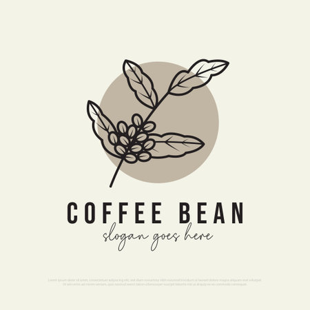 aesthetic Coffee bean logo design inspiration , best for cafe, restaurant, beverages, premium vectorのイラスト素材