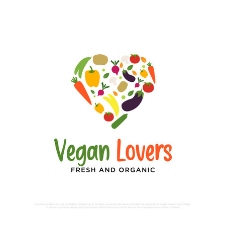 Vegan lovers logo design inspirations, organic food vector illustration, best for food and beverages logo brands template,のイラスト素材