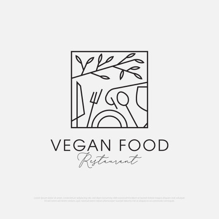 Healthy Organic vegetarian food Logo design vector, fresh and nature food and beverages restaurant premium vector templateのイラスト素材