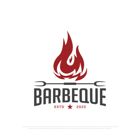 Hot grill barbecue logo design inspirations, vintage fire grill food and restaurant icon vector illustrations templateのイラスト素材