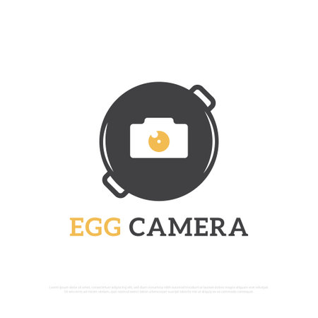 Egg Camera logo design vector,food and beverages logo icon vector illustration, best for for restaurant logo templateのイラスト素材