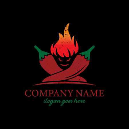 Hot chili pepper logo template. Spicy food emblem. Vector illustrationのイラスト素材