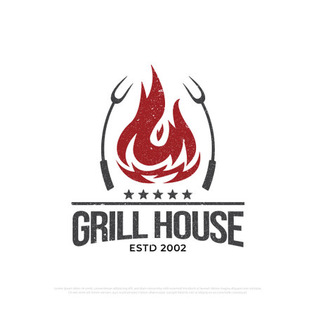 Grill house logo design template. Vector illustration for your graphic design.のイラスト素材
