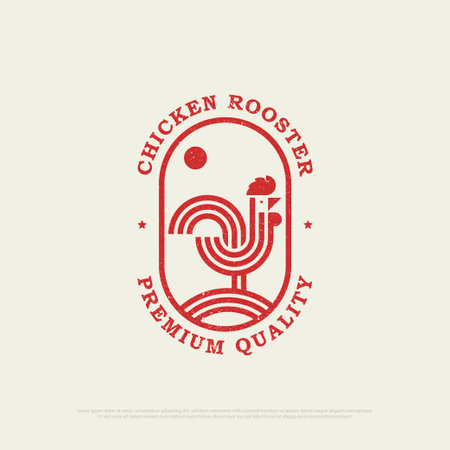 Outline Chicken Rooster restaurant logo design inspiration, Vintage chicken icon vector illustrationのイラスト素材