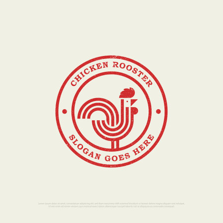 Chicken Rooster logo design inspiration, retro fried chicken restaurant icon vector illustrationのイラスト素材