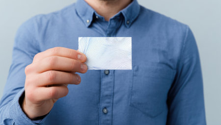 Man holds blank business card (1)の素材