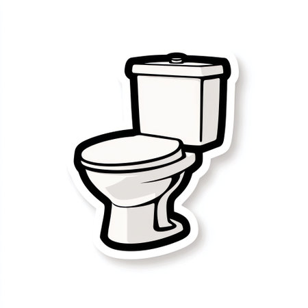 This image features a clean white toilet against a solid white background. The illustration uses bold black outlines defining its shape and form. Suitable for commercial projects, this image could be utilized in various designs or marketing materials related to sanitation or cleanliness.の素材
