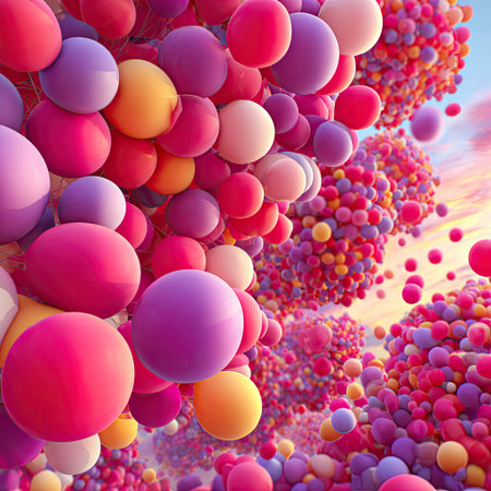 A bunch of colorful balloons floating in the sky, a summer day, a mobile wallpaper, hyper-realistic photography. --chaos 40 --v 7 Job ID: 8e94401f-8e1c-4fce-9fa8-9c6a573ae30bの素材