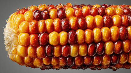 A close-up of yellow corn on the cob, each kernel is bright and shiny with visible teeth marks. The background color is pure white to highlight the texture of the fresh ear of corn. This scene gives people the impression that they can make their own tasty dripping ice cream from it. Bright colors enhance the overall visual appeal of the golden wheat cereal. It's a simple yet striking composition that captures attention, in the style of Jeanpaul Goude. --chaos 30 --ar 16:9 --stylize 750 --v 7 Job ID: 65a09db1-271e-4495-b9ef-f90dffcdff89の素材