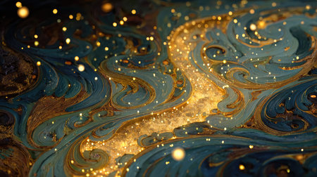A dark background with golden swirls and glitter, high-resolution digital art in the style of John Singer Sargent, Craig Mullins, Ashley Wood, and Phil Hale. --chaos 30 --ar 16:9 --stylize 750 --v 7 Job ID: f85bb9f4-c8ef-4159-a321-0ffcb2d36879の素材