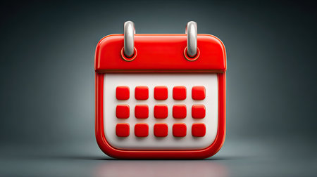 A calendar icon with red squares on a white background, vector illustration style, simple and clean design, high resolution, professional photography, sharp focus, intricate details, vibrant colors, natural lighting, stunning, high quality. --chaos 30 --ar 16:9 --stylize 750 --v 7 Job ID: 73ec21b2-dbc5-4c3d-a5cb-c08a8c937eeaの素材