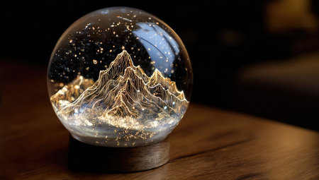 Glass sphere, illuminated mountain rangeの素材