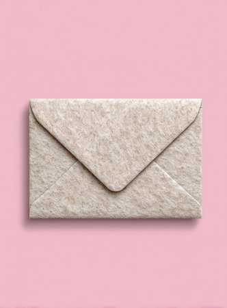 Cream-colored envelope on pinkの素材